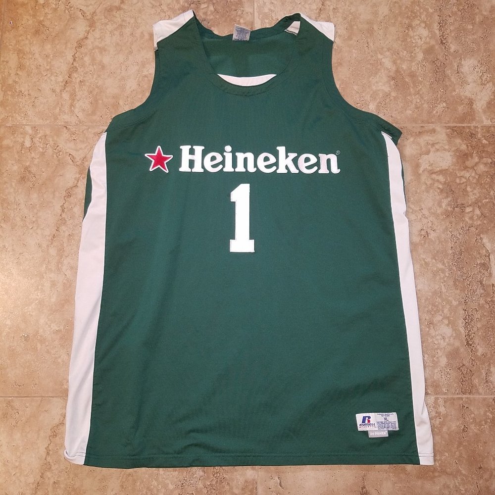 Heineken Beer Basketball Jersey #1 Men's Size XL-Russell Athletic Heineken Beer